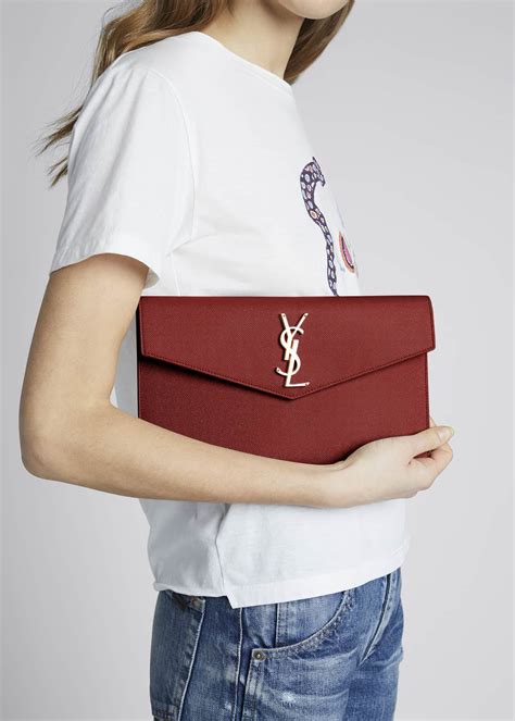 saint laurent ysl monogram grain de poudre clutch bag|UPTOWN pouch in grain de poudre leather .